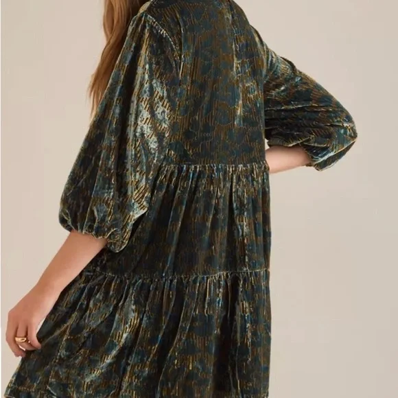 The Bettina Tiered Shirt Dress by Maeve: Mini Velvet Edition - Picture 4 of 10